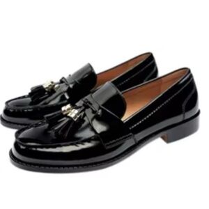 Zara Black Patent Leather Tassel Loafers
